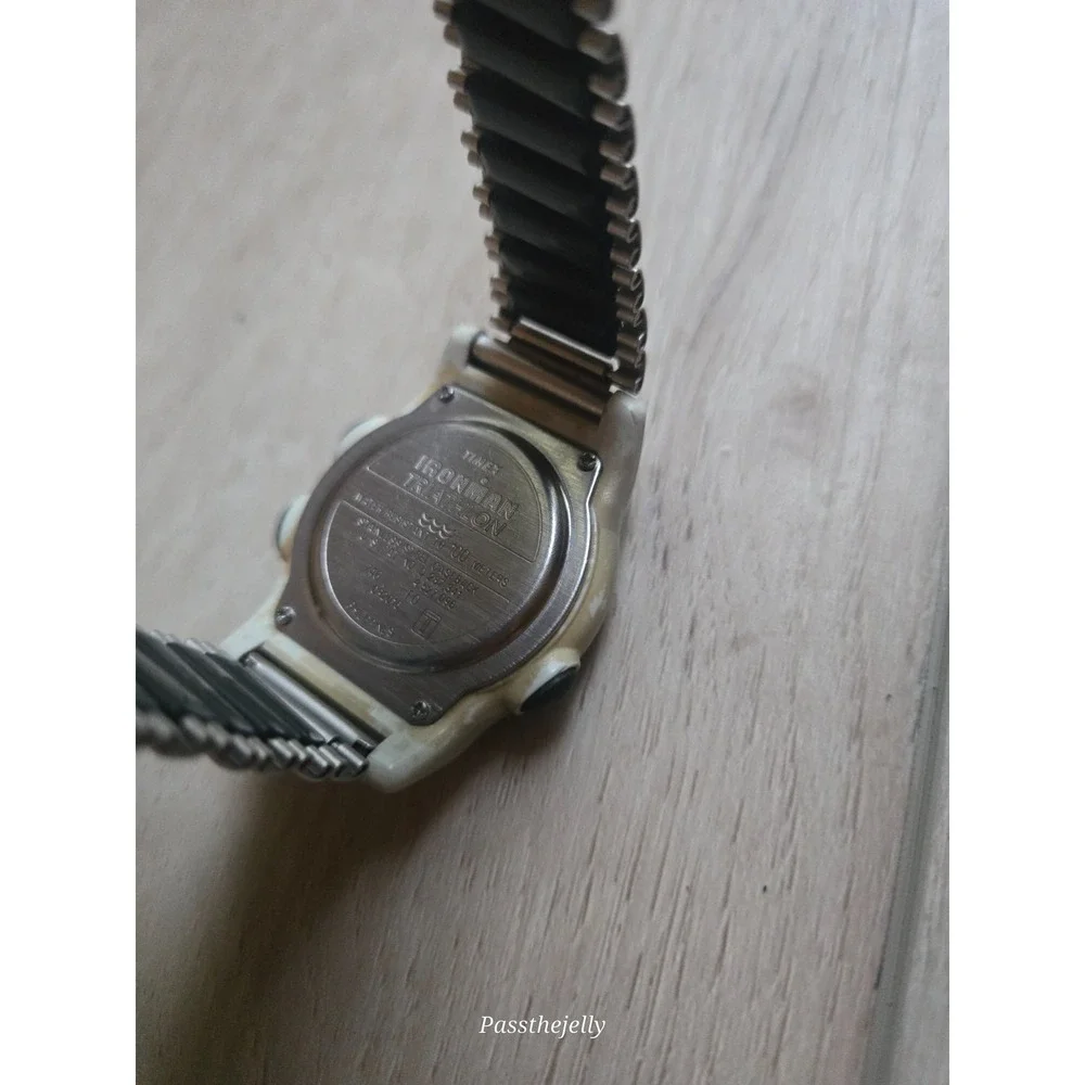 Timex Watch Mens vtg Ironman Triathlon Digital Sport Utility Integrated Bracelet